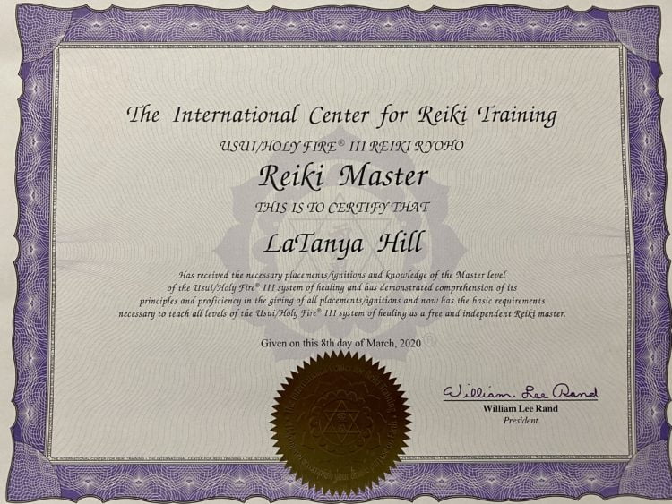 reiki master cert